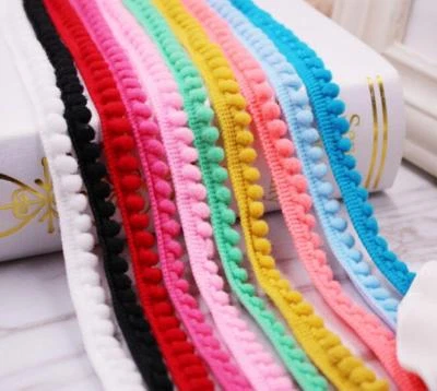Pompom Fringe Ribbon Trim Ball Sewing Lace Knitted Accessories hats decoration - Image 1 of 4