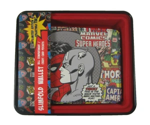 Marvel Comics Men's Bifold Wallet Superheroes: Hulk, Thor And Spiderman Tin Box - Picture 1 of 8