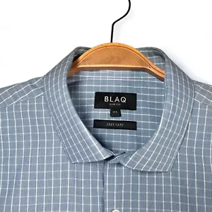 Blaq Shirt Mens Button Up Long Sleeve Blue Size 44 Easy Care Slim Fit - Picture 1 of 16
