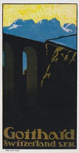 Original vintage poster print leaflet SBB ST.GOTTHARD LINE c. 1921 - Picture 1 of 2