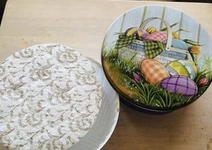Easter Cookie Tins 7 Inch Professional Sturdy Tins With Insert And Doilies - Picture 1 of 3