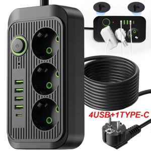 Steckdosenleiste 3-fach 4 USB Tisch-Steckdose 1,9m Schwarz mit USB-A+Type-C - Bild 1 von 15