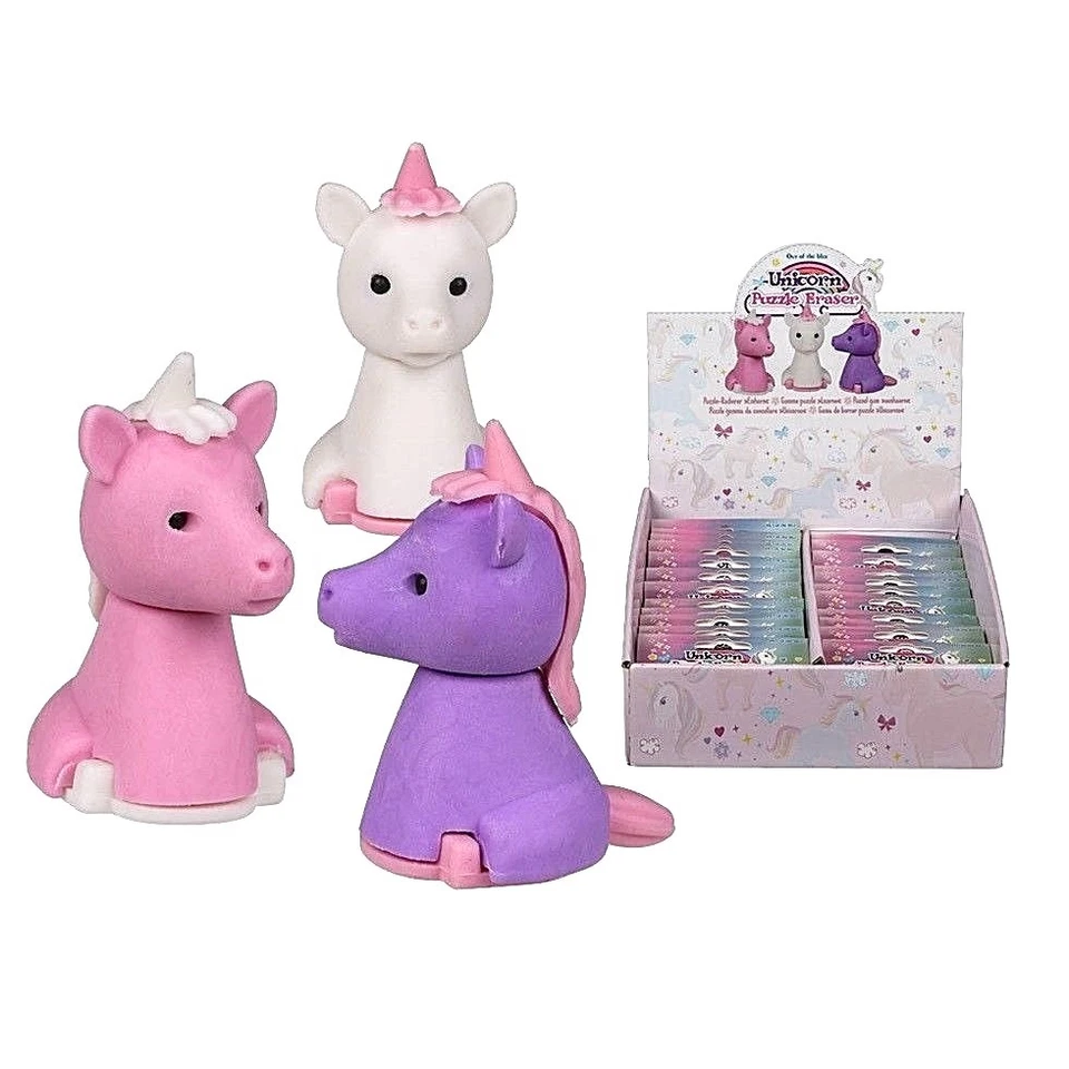 Girls Unicorn Puzzle Erasers Novelty Rubber Kids Party Bag Stocking Fillers - Image 1 of 1