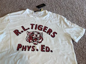 Polo Ralph Lauren 5 white orange RL Tigers tiger head Phys Ed t shirt vintage XL - Picture 1 of 3