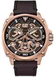 CAT Caterpillar Tokyo Rose Gold Skeleton Men's Brown Strap Watch AJ19135129 - Picture 1 of 1