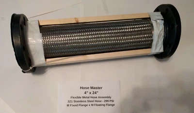 Conjunto de manguera metálica flexible Hose Master 4" x 24" (acero inoxidable 321) 299 PSI Foto 1 de 4