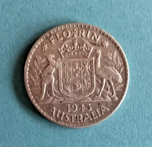 Australia 1943 Silver Florin George VI Circulated - Nice! - Picture 1 of 4