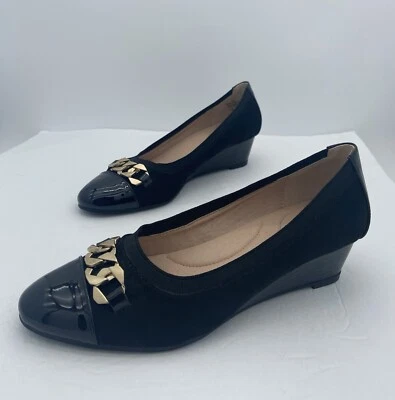 Mootsies Tootsies Mujer Talla 7.5M Karie Cuña Sin Cordones Negro Imitación Cuero Foto 1 de 4