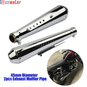 2Pcs Vintage Exhaust Muffler Reverse Cone Megaphone Shorty For Cafe Racer Bobber - Picture 1 of 7