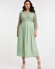 Little Mistress Womens Crochet Midaxi Pleated Dress Green Size 20 BRAND NEW