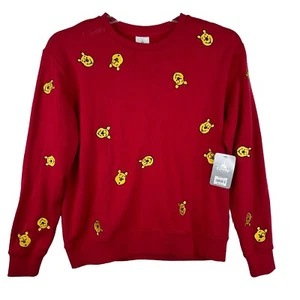 Disney Winnie The Pooh Women's Embroidered Red Pullover Sweatshirt Size Small - Picture 1 of 7
