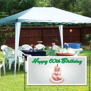 Happy 60th Birthday Cake - 3' x 6' Vinyl Banner - Picture 1 of 3
