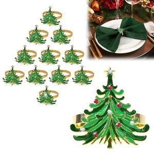 Set 12 Anelli Tovaglioli Natalizi - Anelli Porta Tovaglioli Albero di Natale con Whi Rosso - Foto 1 di 5
