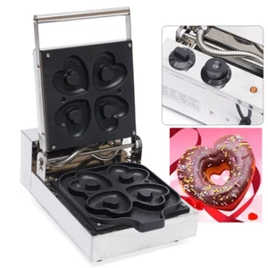 4 Stück Mini Herzform Donut Maker Kommerzielle Elektrische Waffelmaschine Waffeleisen - Bild 1 von 12