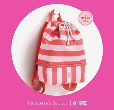 НОВЫЙ VS РОЗОВЫЙ В ПОЛОСКУ BEACH КУЛЕР РЮКЗАК СУМКА С КОРОТКИМИ РУЧКАМИ - Изображение 1 из 4