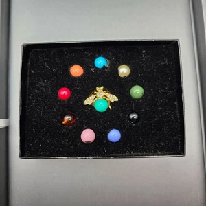 Joan Rivers Classic Collection Bee Brooch Set 10 12.3mm Interchangeable Beads - Picture 1 of 11