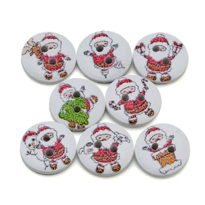 50pcs Christmas Prints Wood Buttons, for Sewing, Scrapbooking & DIY Decor 15mm h - Image 1 of 4