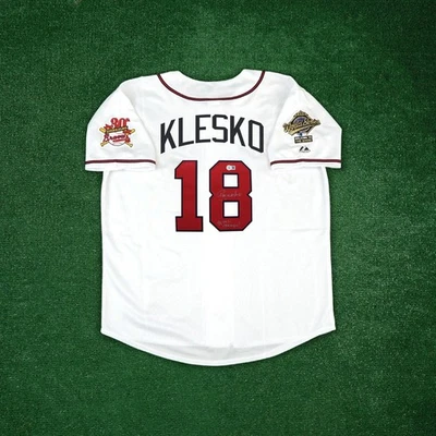 Camiseta local firmada por Ryan Klesko de los Atlanta Braves de 1995 con INSC. BAS Foto 1 de 4