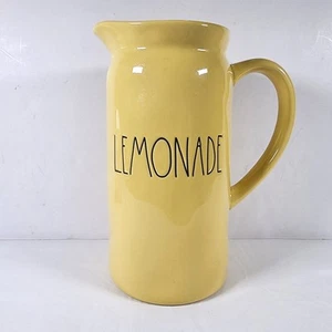 Rae Dunn LEMONADE Yellow Ceramic Pitcher New 8.5" Farmhouse Pottery Cottagecore - Picture 1 of 8