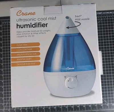 NEW/SEALED Crane Ultrasonic Cool Mist Humidifier 1 Gal AutoOff 24hr runtime 360 - Image 1 of 4