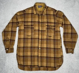 Vintage 60s Pendleton Plaid Wool Button Up Board Shirt Mens 16 1/2 Long Sleeve - Picture 1 of 7