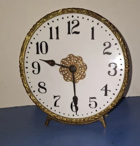 Rare Antique Waterbury U.S. Gas Night Light Desk Clock Working Brass Milk Glass - Picture 1 of 10
