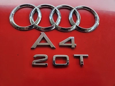 ☄️ 2017 2018 2019 2020 Audi A4 Quattro 2.0T Chrome Rear Trunk Emblem Badge Set  - Image 1 of 3