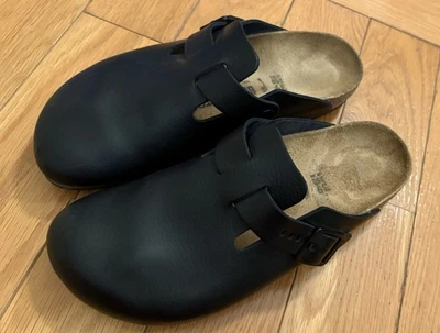 Birkenstock Boston Pro Clog Size 39 Regular Fit Black Leather Slip On M 6 W 8 - Image 1 of 4