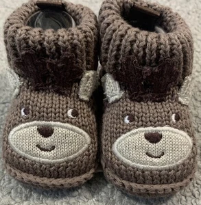 Carter’s Baby Reindeer Knit Booties – Newborn Size – Brown – NWT Christmas - Imagen 1 de 7