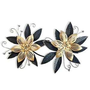 Black Gold Metal Flowers Wall Decor,15" 3D Multi-layer Modern Floral Art, Rus... - Bild 1 von 8