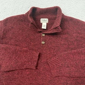 Mens Vintage LL Bean Lambs Wool Sweater Size XL Red Maroon Knit Blend - Picture 1 of 10