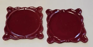 2 California Pantry Design Classic Ceramic Square  Plates 6" x 6" Dark Red  - Picture 1 of 3