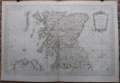 Impresión antigua-CARTA MARINA-COSTA-ESCOCIA-EDIMBURGO-Bellin-Depot de la Marine-1765 Foto 1 de 2