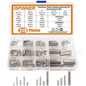 220 Pezzi Set di Pin a Rotolo, Kit Assortimento di Pin a Molla Scanalata in Acciaio Inox M1,5 M2 M - Foto 1 di 6