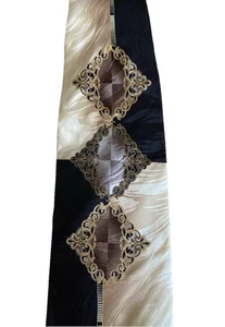 Corbatas de seda ottimo uomo hechas a mano color chocolate y crema con medallones de diamantes  - Imagen 1 de 16