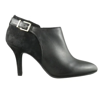 Essex Lane Womens 6.5 Black Leather Suede Ankle Boots Heels Bootie Shootie - Image 1 of 4