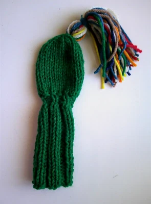 EROSGIFTS.ORG Kelly Tassel Hand Knit GOLF CLUB HEADCOVER 8" fit putter, iron, hybrid, wedge