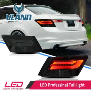For 2008-2012 Honda Accord LED Tail Lights Full Smoked Lens Rear Lamp One Pair - Picture 1 of 11