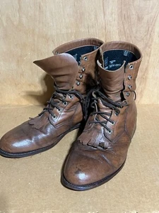Vintage Dan Post Men's Lace Up Cowboy Boots, Brown leather size 11 EE - Picture 1 of 3