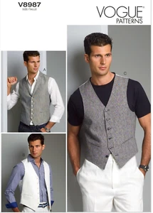 Chaleco Forrado Ajustado Vogue V8987 Patrón de Costura Para Hombre Talla MUU (34-36-38-40) SIN CORTAR - Imagen 1 de 6