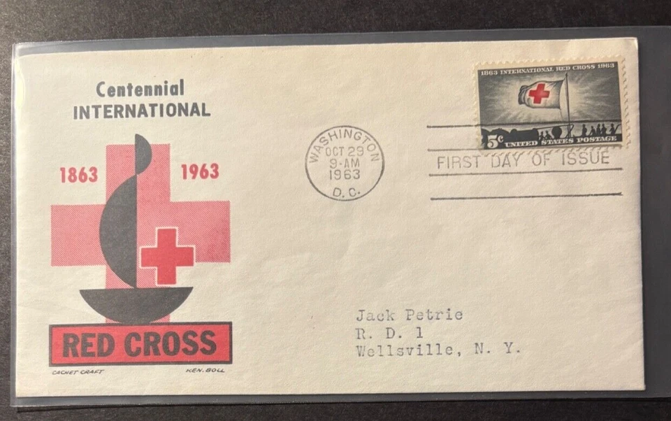 #1239 Centennial of the Inter. Red Cross FDC on CachetCraft/Ken Boll cachet - Image 1 of 1