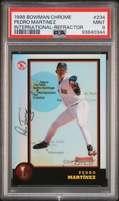 Bowman 1998 refractor internacional cromado #234 Pedro Martinez PSA 9 como nuevo nítido Foto 1 de 2