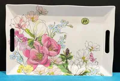 Michel Designs "Magnolia" Melamine Serveware Large Serving Tray SWTL353 - New - Image 1 of 4