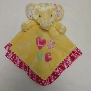 Wishes & Kisses Elephant Lovey Sandra Magsamen Yellow Pink Baby Blanket - Picture 1 of 9