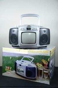 Vintage Home Accents Belk Portable TV/ FM-AM Radio/ CD Player Open Box Tested - Picture 1 of 18