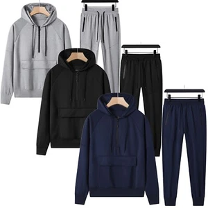 Neu Herren Trainingsanzug Set Jacke Kapuze Jogginganzug Herren Oberteil Full Zip - Bild 1 von 15