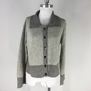Vintage Norm Thompson M Boho Cardigan maglione M grigio nero boxy Lagenlook carino - Foto 1 di 4