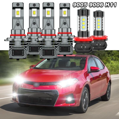 9005 9006 H11 LED Headlight Fog Lights Bulbs Kit For TOYOTA COROLLA 2009-2015 - Image 1 of 4