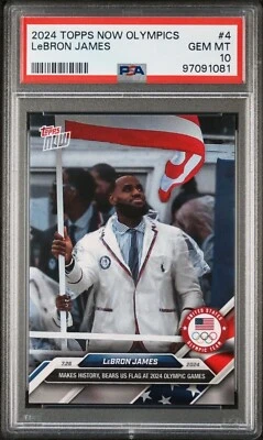 Lebron James 2024 Topps Now Olympics #4 USA Flag PSA 10 - Imagen 1 de 2