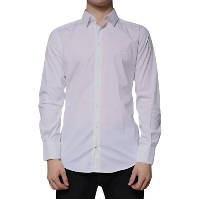 DOLCE & GABBANA Shirt White Cotton Long Sleeve GOLD Dress 40/US15.75/M 570usd - Image 1 of 4